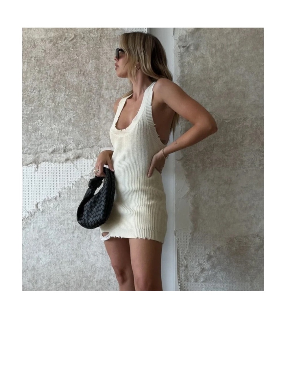 Rumored Cream Ribbed Tank Mini Dress